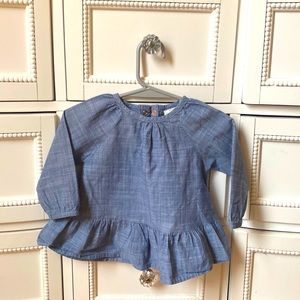 Cat & Jack Denim Peplum Shirt, 6-9 months